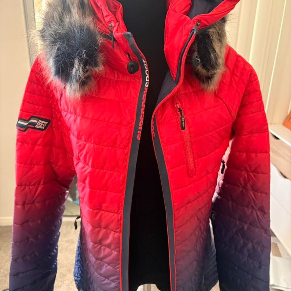 Super Dry Sport Project Puffer Winter Jacket  Multi-Color Sz 10 M NWT